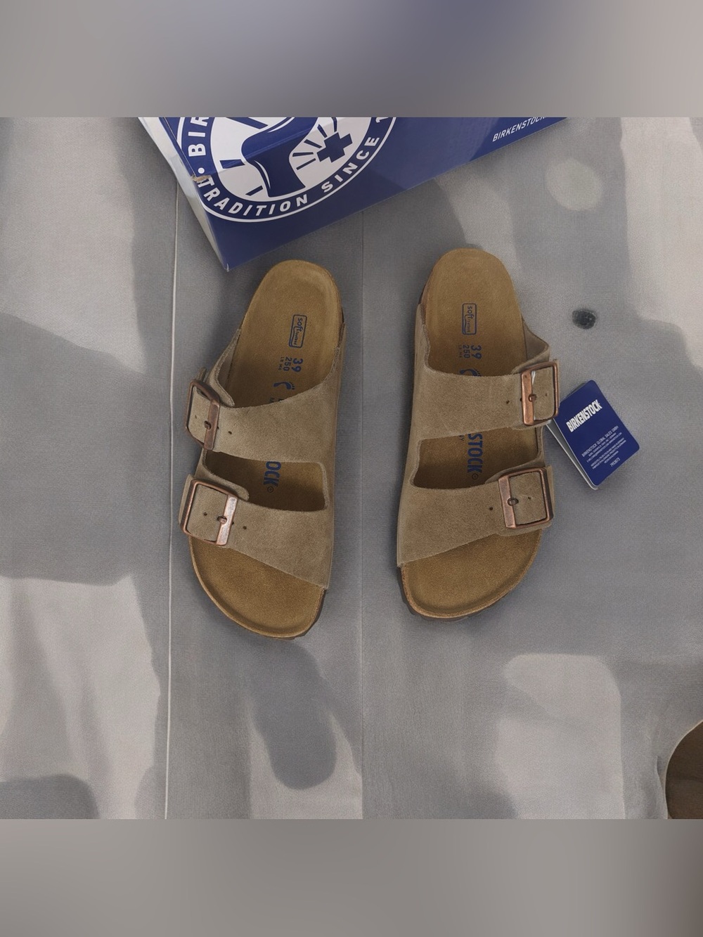💖Birkenstock Taupe Suede Two-Strap Sandals Narrow